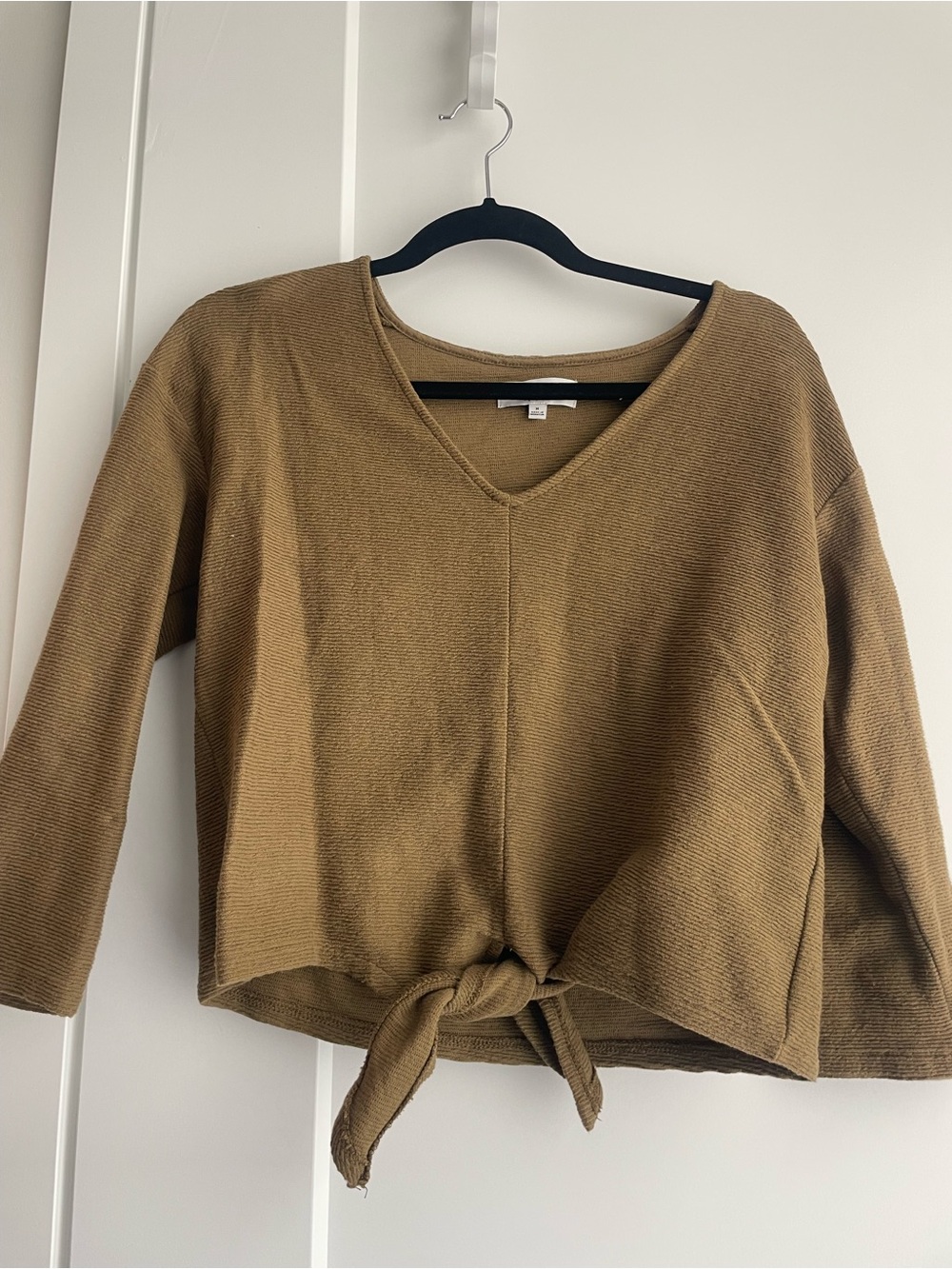 Madewell Tie-Front V-Neck Sweater Top - Brown